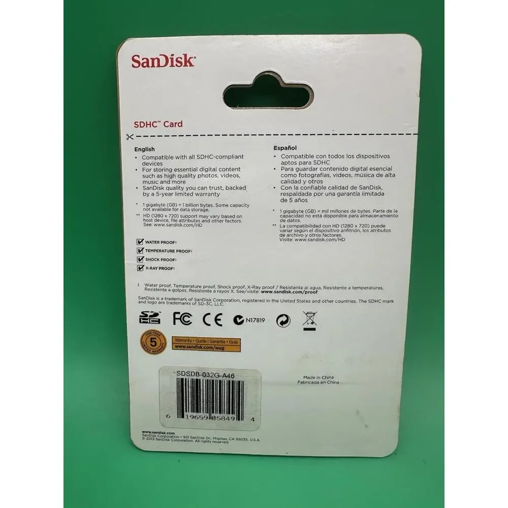 NEW SanDisk 32GB SDHC SD Flash Memory Card Camera SDSDB-032G-A46